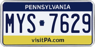 PA license plate MYS7629
