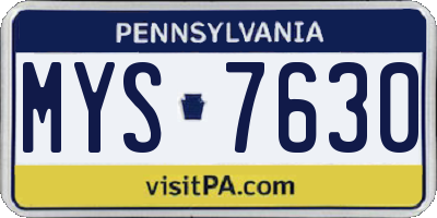 PA license plate MYS7630