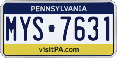 PA license plate MYS7631
