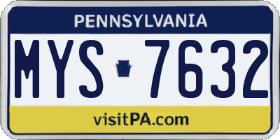 PA license plate MYS7632