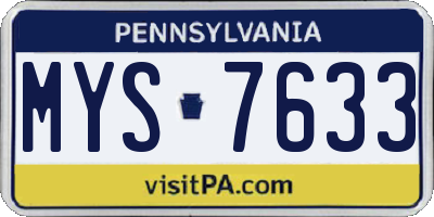PA license plate MYS7633