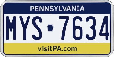 PA license plate MYS7634