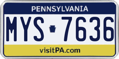 PA license plate MYS7636