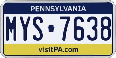 PA license plate MYS7638