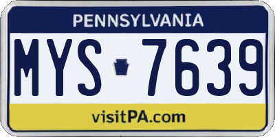 PA license plate MYS7639