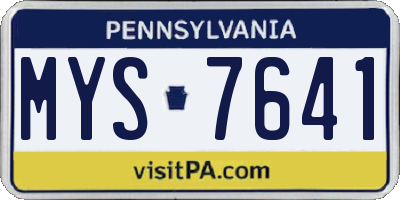 PA license plate MYS7641
