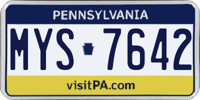PA license plate MYS7642