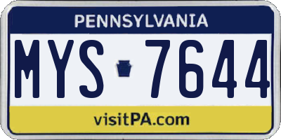 PA license plate MYS7644