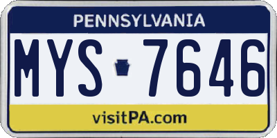 PA license plate MYS7646