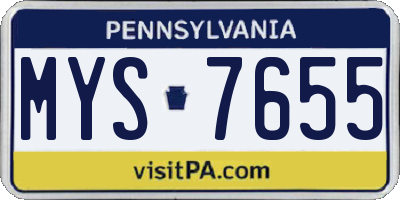 PA license plate MYS7655