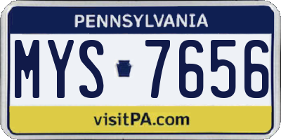 PA license plate MYS7656