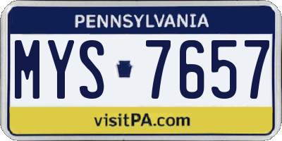 PA license plate MYS7657