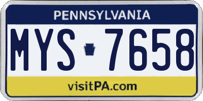 PA license plate MYS7658