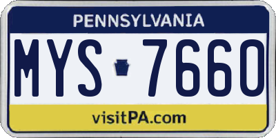PA license plate MYS7660