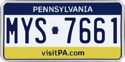 PA license plate MYS7661