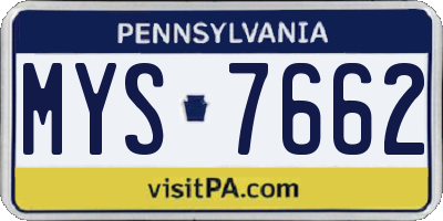 PA license plate MYS7662