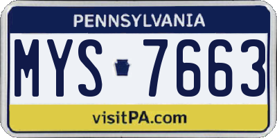 PA license plate MYS7663