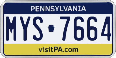 PA license plate MYS7664