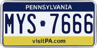 PA license plate MYS7666