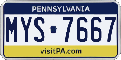 PA license plate MYS7667