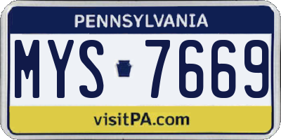 PA license plate MYS7669