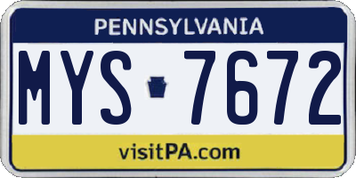 PA license plate MYS7672