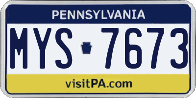 PA license plate MYS7673