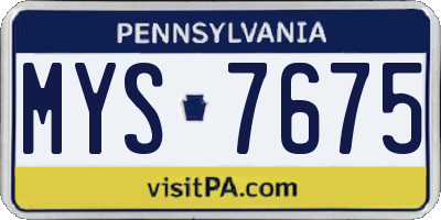 PA license plate MYS7675