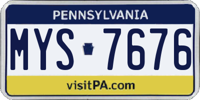 PA license plate MYS7676