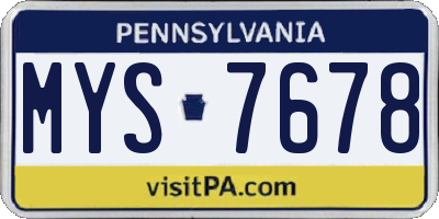 PA license plate MYS7678