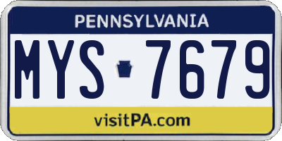 PA license plate MYS7679