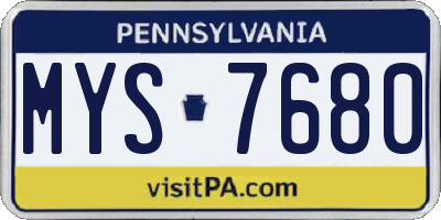 PA license plate MYS7680
