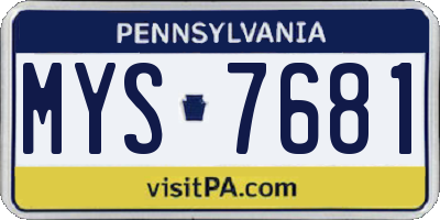 PA license plate MYS7681