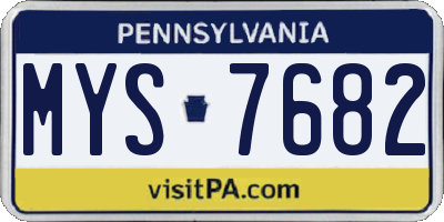 PA license plate MYS7682