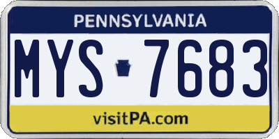 PA license plate MYS7683