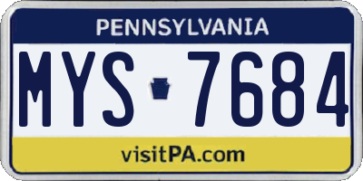 PA license plate MYS7684
