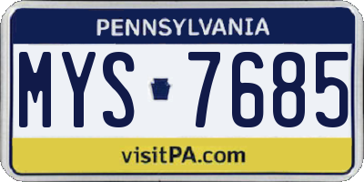 PA license plate MYS7685