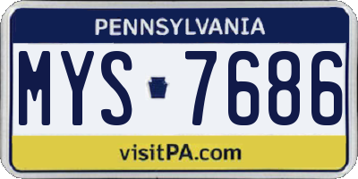 PA license plate MYS7686