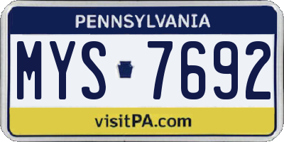 PA license plate MYS7692