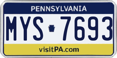 PA license plate MYS7693