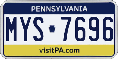 PA license plate MYS7696