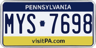 PA license plate MYS7698