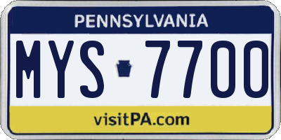 PA license plate MYS7700