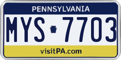 PA license plate MYS7703