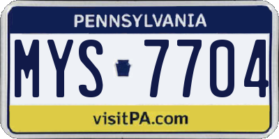 PA license plate MYS7704