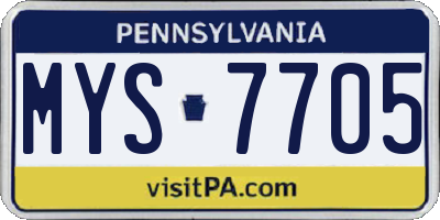 PA license plate MYS7705