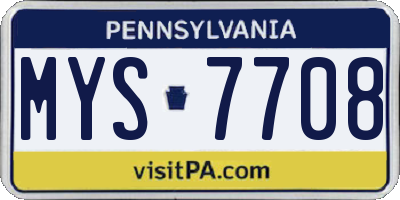 PA license plate MYS7708