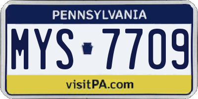 PA license plate MYS7709