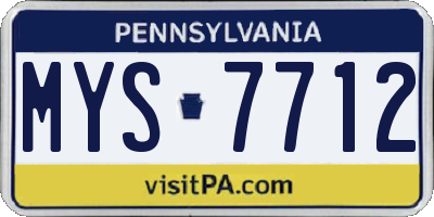 PA license plate MYS7712
