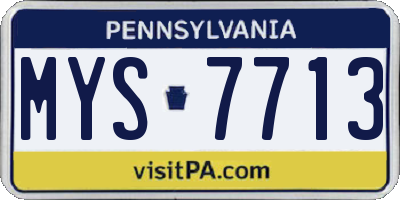 PA license plate MYS7713